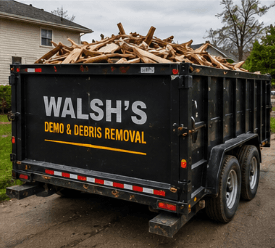 Debris trailer loaded and ready for hauling